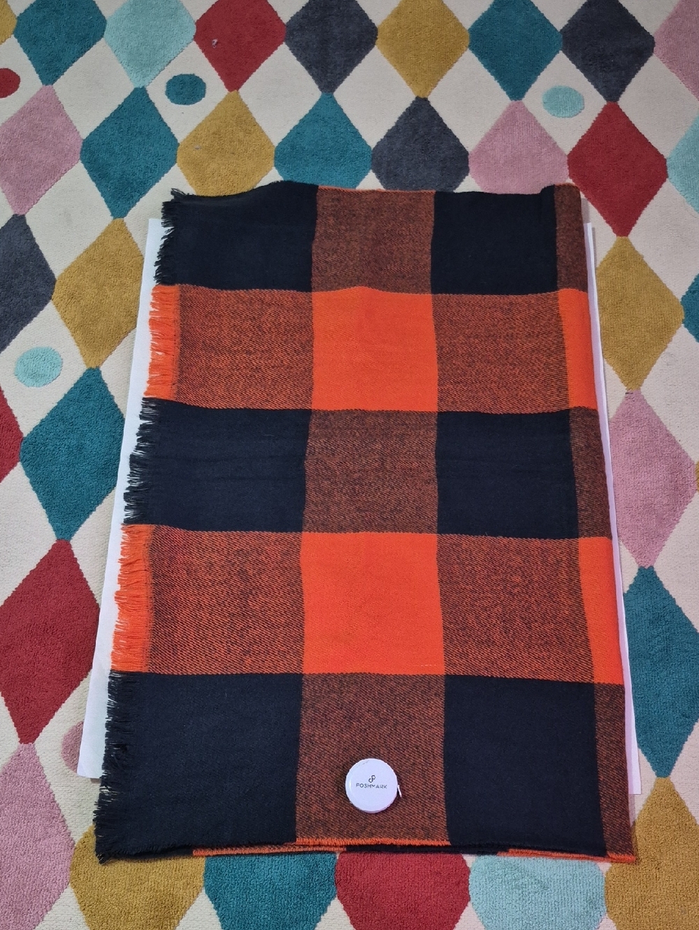 L.L.Bean Black Fringed Acrylic Scarf